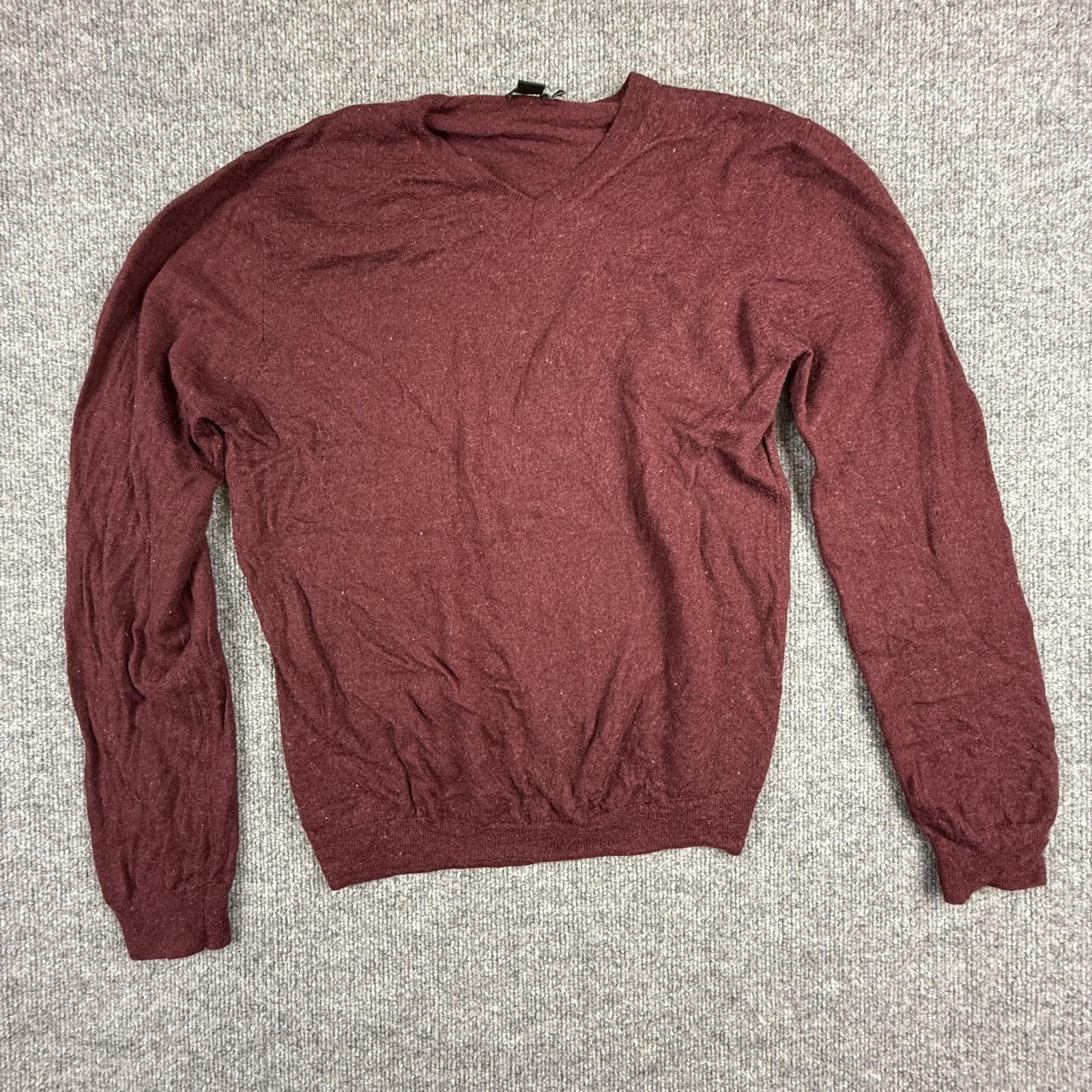 J Crew Factory Sweater Mens Large Red V Neck Merino Wool Knit Pullover